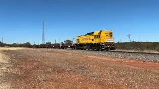 IMG 5626 AB1535 7RT3 rail train running to Tenindewa leaving Mullewa  22/2/25. Video: Phil Melling.