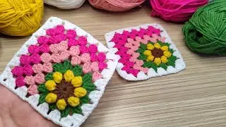 Easy Colorful Flower Granny Square Crochet Pattern