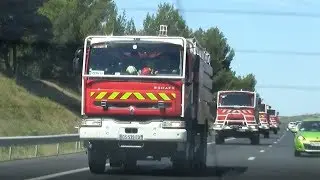 [ Colonne de Pompiers ] Lots of fire trucks responding to bushfires in France