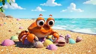 Minecraft Baby Crab Hid Under a Shell in the Sand | Nursery Rhymes for Kids Songs