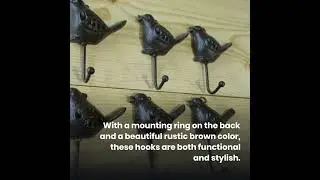 Organize Your Home with Rustic Bird Key Hooks - Set of 6 Coat, Towel, and Hat Hangers