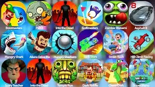 Bowmasters,PvZ 2,Into the Dead,Golfmasters,Zombie Stunami,Asphalt 8,Hungry Shark,Aliens Drive Me