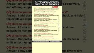Supervisor Interview Questions and Answers