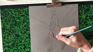 Draw with me Dior spring summer 2026 - Gouache on gray paper