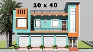 Small plot with shop below and house above 3D 10 by 40 house plan 10*40 shop plan in 3D 3D dukan