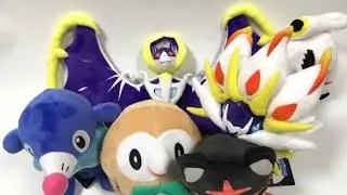 Japan Pokemon Center Gen 7 Rowlet Popplio Litten Solgaleo Lunala Plush Toy