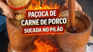 Pa&ccedil;oca de carne de porco :socada no pil&atilde;o do jeito antigo! +Almo&ccedil;o caipira. 
