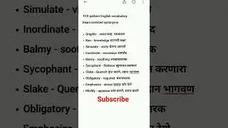 TCS pattern English vocab.. Synonyms.. like share and subscribe for more.. #1mark #tcs