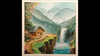 Relaxing Landscape Painting with Waterfall | Satisfying Acrylic Art Process