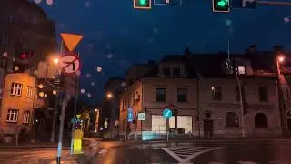 Driving in rain at night Chorzów - Katowice | No music | No talking | ASMR