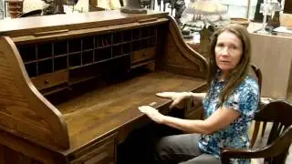 Antique Oak Roll Top Desk, Antique furniture from our antiques mall in great condition.