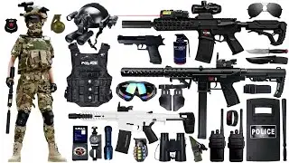 Unboxing special forces weapon toys, SLR, TEC9, RPG, sand eagle pistol, grenade, goggles