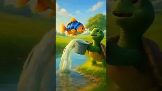 The Silent Turtle & the Quiet Fish😍 #ytshorts #cartoon #story #shortsfeed
