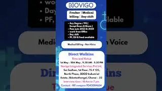 Fresher Non Voice Jobs In Chennai Medical billing Day shift Novigo Integrated Services