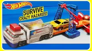 Hot Wheels DAREDEVIL DERBY!  FUN Hot Wheels Track Racing Videos!  Survive CRAZY Hazards!