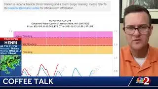 COFFEE TALK: Tropical Storm Henri is making landfall. Let's take a look there, and local weather...
