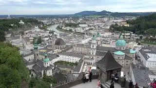 Panoramic views of old town Salzburg, Austria