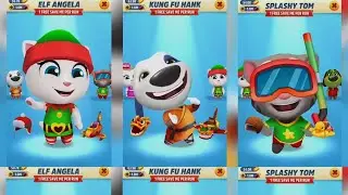 Elf Angela 🆚 Kung Fu Hank 🆚 Splashy Tom 😆 Talking Tom Gold Run Gameplay Android Ios