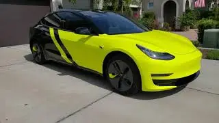 Tesla Model 3 - Hexis Flourescent Yellow on Model 3 Stealth