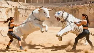 🔥 White Tiger vs Bull Fight | Arena Clash | Shocking Outcome!