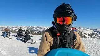 snowbiking on a bluebird day