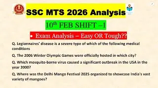 SSC MTS 2026 | 10 February Shift 1 Exam Analysis | Today 1st Shift Paper Review