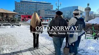OSLO NORWAY, 2026 First Walk, Sunny Morning! Virtual Walking 4K