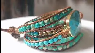 Boho Gemini healing crystal gemstone vegan leather wrap bracelets