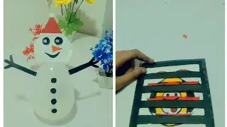 10 art and craft ideas|diy snowman ⛄🎁 craft#youtube short video #Asthetic art and craft . 