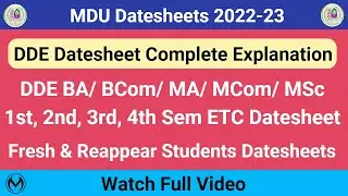 MDU DDE UG/ PG Fresh & Reappear Datesheets Explanation | All Semester Datesheets | Doubt Session |
