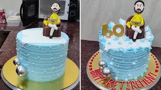 60years Retirement Cake|Happy Retirement Cake Design|Old man Retirement Cake 