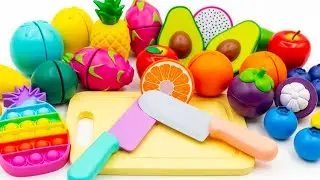 満足できる動画 | 果物と野菜の切り方 ASMR | 洋ナシ オレンジ ピーチ スクイーズを混ぜる