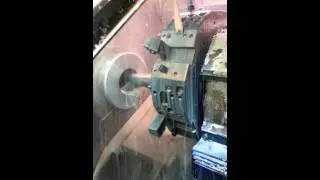 AMC V8 serpentine pulley being machined Bulltear Industries MAZAK lathe