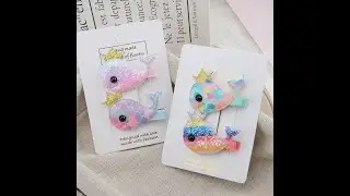 New glitter fish scale cloth small elephant girl baby duckbill clip children rainbow color hair