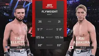 UFC 319 Tim Elliot vs Kai Asakura Flyweight Fight Simulation 🇺🇸 🇯🇵 👊🎮 Chicago United Center