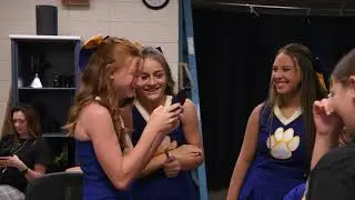 Chipley, Florida's Roulhac Middle School Cheerleaders in  Studio B, seen by student Chase Busby.
