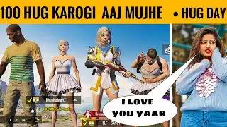 😝Random toxic girls call me noob | I said hug | hug day special video in pubg mobile #Exten #aryzun