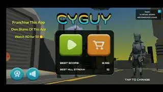 Action Futuristic  Cyberpunk game app with multiple skins, Weapons, in app purchases $9,999 Dollars