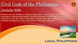 When Can The Easement Of Abutment Of A Dam Be Established? | Civil Code Article 639