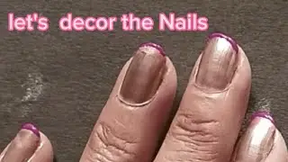 Nail art# at home# pink n silver polish