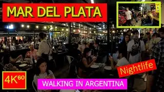 4K⁶⁰ 🚶 - 👉 Мар-дель-Плата ночью 🌙 прогулка - Пеший тур -  АРГЕНТИНА - Путешествия - Видеоблог🌟