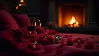 Romantic Music for Love Night💓Crackling Fireplace & Love Making Music 3 Hours, Wine and Chill Music