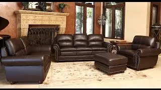 Abbyson Living - Dark Brown Leather Sofa Set