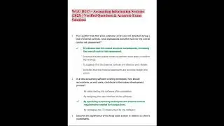 WGU D217 &ndash; Accounting Information Systems (2025) | Verified Questions & Accurate Exam Solutions