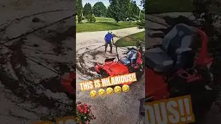 LAWNMOWER TAKES OVER POTTED PLANT 🪴🚜 #funny #lawnmower #crazy #plants #crash #viral #hilarious