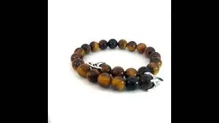 David Yurman Tiger Eye Prayer Bead Bracelet 8.5