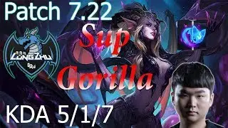 Sup Gorilla Zyra Vs Brand New Runes Patch 7.22 KDA 5/1/7