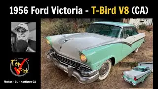 $56 for '56 Ford Victoria Hardtop Coupe - T-Bird V8 - nicely original - $17,100 (CA)