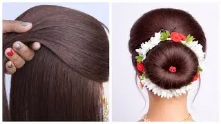 Amazing Bun hairstyle for Girls | Easy & Simple Wedding hairstyle For Medium Hair | Hairstyle