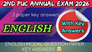 2nd PUC 2026 English Solved Model Question Paper-03 Key Answers for Annual @notes for students 